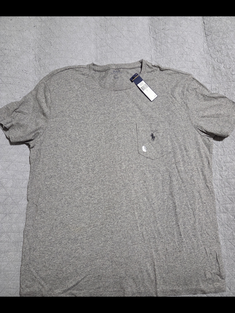 LARGE Polo by Ralph Lauren Men’s Gray Pocket Crew Neck T-Shirt